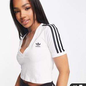adidas Originals adicolor 3 stripe cropped top